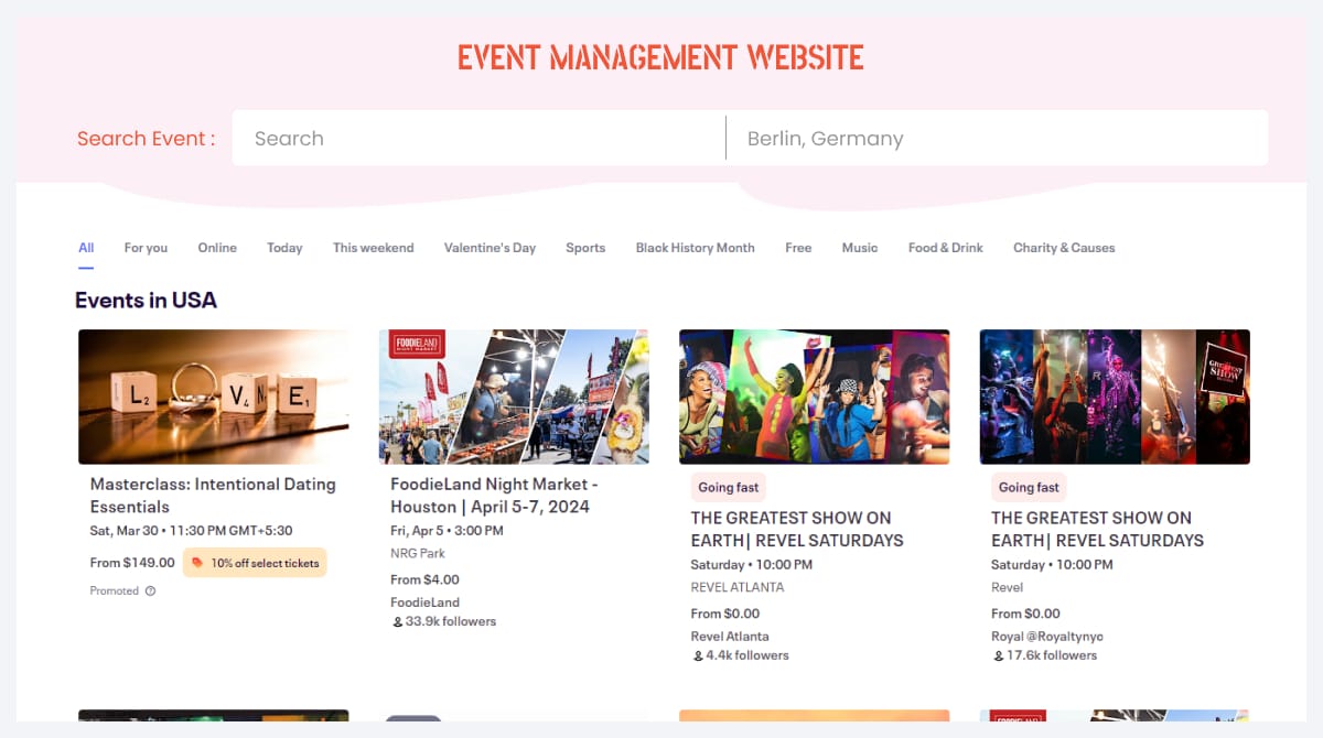 Event Management Websites